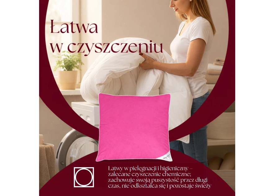 2X PODUSZKA PÓŁPUCHOWA 40x40 350G RÓŻ ANTYALERGICZNA MIĘKKA 100% BAWEŁNA
